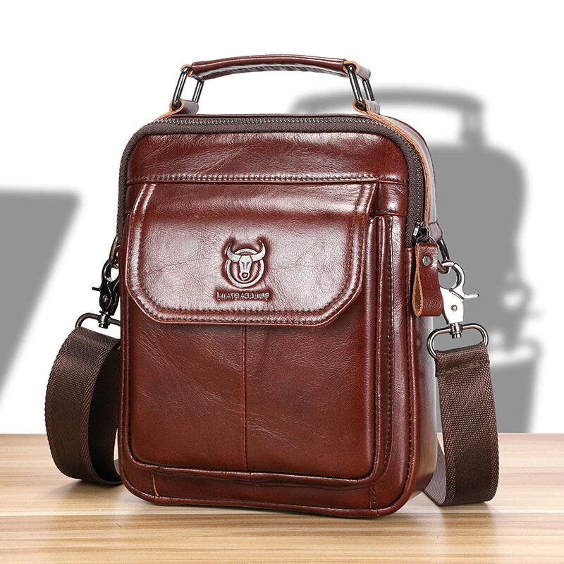 BULLCAPTAIN Classical Men's Genuine Leather Shoulder Bag Retro Business Casual Crossbody Bag Male Large Capacity Handbag Bag (image for) BULLCAPTAIN Classical Men's Genuine Leather Shoulder Bag Retro Business Casual Crossbody Bag Male Large Capacity Handbag Bag